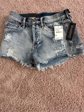 Blank NYC Light Blue Distressed Frayed Hem Denim Shorts
